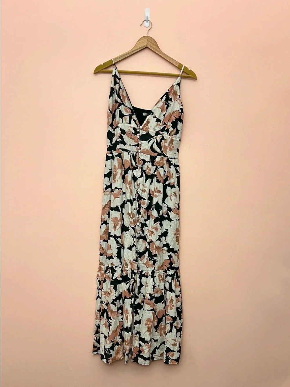 NWT Abercrombie & Fitch Green Floral Button Front Maxi Dress Medium
